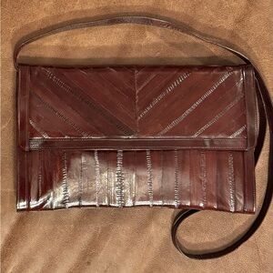 Elegant Maroon Eel Leather Clutch